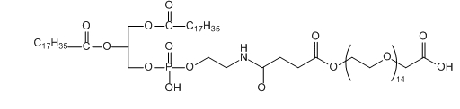 DSPE-PEG14-COOH；分子式：  C75H144NO27P；分子量：  1523