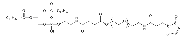 DOPE-PEG-Mal；二油酰磷脂酰乙醇胺-聚乙二醇-马来酰亚胺；1,2-DIOLEOYL-SN-GLYCERO-3-PHOSPHOETHANOLAMINE-PEG-Maleimide