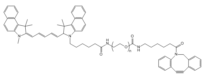 Cy5.5-PEG-DBCO；花青素Cy5.5-聚乙二醇-氮杂二苯并环辛炔；Cyanur5.5-PEG-Dibenzocycolctyne