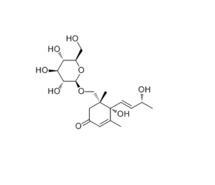 CAS ：289914-68-7   (1R,6R,9R)-6,9,11-Trihydroxy-4,7-megastigmadien-3-one 11-O-glucoside  