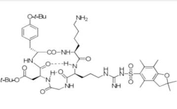 cyclic Arg(Pbf)-Gly-Asp(Ot-Bu)-D-Tyr(Ot-Bu)-Lys(NH2)