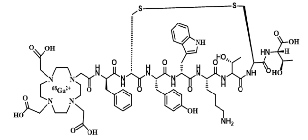 68Ga-DOTATATE分子探针；放射性核素标记的奥曲肽探针；分子靶点:生长抑素类似物