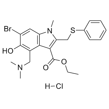 CAS:131707-23-8	Umifenovir (hydrochloride)	盐酸阿比朵尔  药物分子开发  
