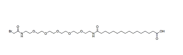 16-(Bromoacetamido-PEG5-ethylcarbamoyl)pentadecanoic acid，16-(溴乙酰胺基-peg 5-乙基氨基甲酰基)十五烷酸