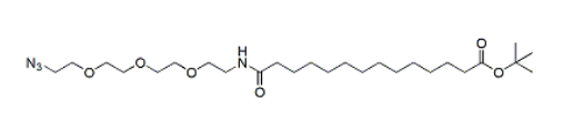 14-(Azide-PEG3-ethylcarbamoyl)tridecanoic-t-butyl ester，14-(叠氮-peg 3-乙基氨基甲酰基)十三酸叔丁酯