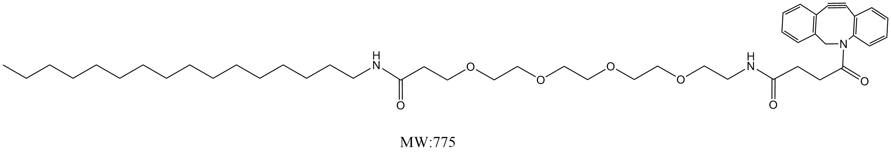 DBCO-PEG4-C16，二苯基环辛炔-四聚乙二醇-棕榈酸