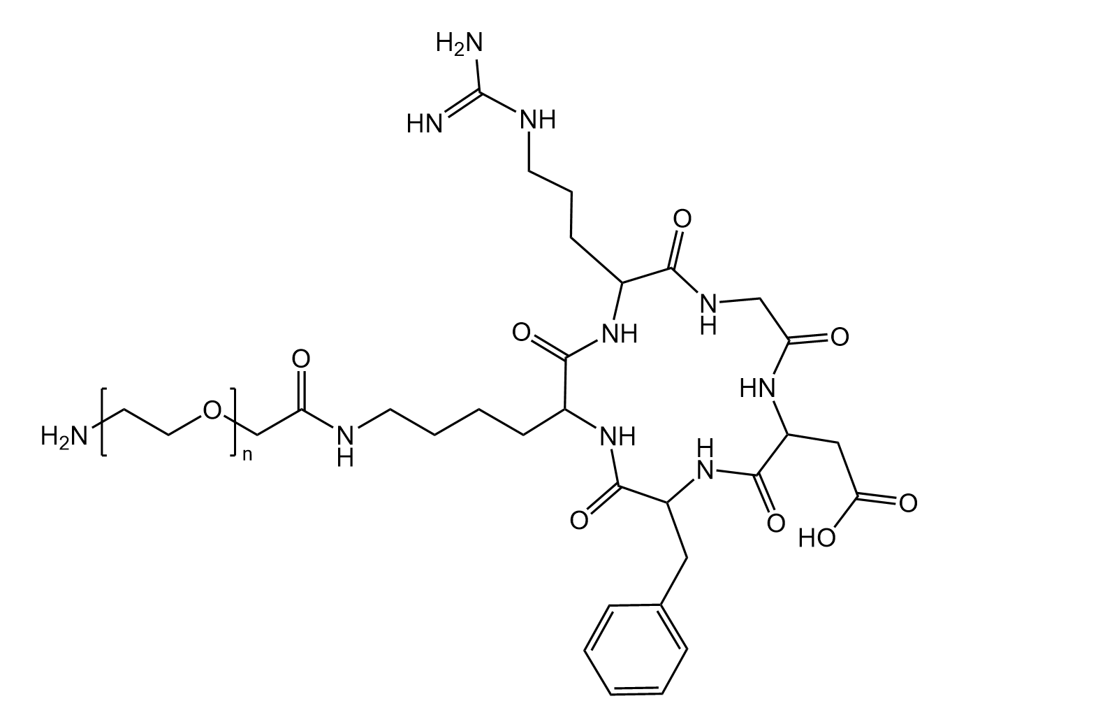 氨基-聚乙二醇-环肽cRGD，NH2-PEG2K-cRGD