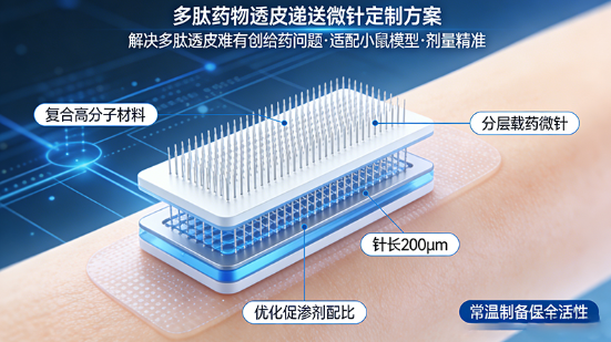多肽药物透皮递送微针定制