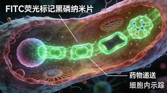 FITC荧光标记黑磷纳米片用于细胞内药物递送示踪