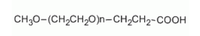 MPEG-COOH是一种羧酸（-COOH）功能化聚乙二醇衍生物，可用于修饰蛋白质、肽、颗粒和其他具有游离酸基团的材料