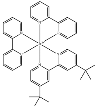 Ir(ppy)2(dtbbpy)PF6/cas676525-77-2/(4,4'-二叔丁基-2,2'-联吡啶)双[(2-吡啶基)苯基]铱(III)六氟磷酸盐金属铱配合物