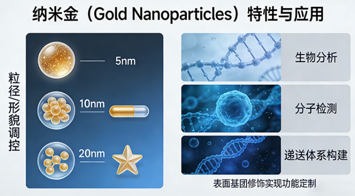 不同粒径纳米金定制（5nm / 10nm / 20nm 等）